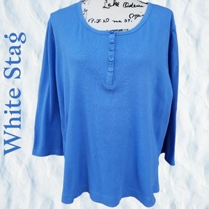 White Stag Blue Scoop neck top